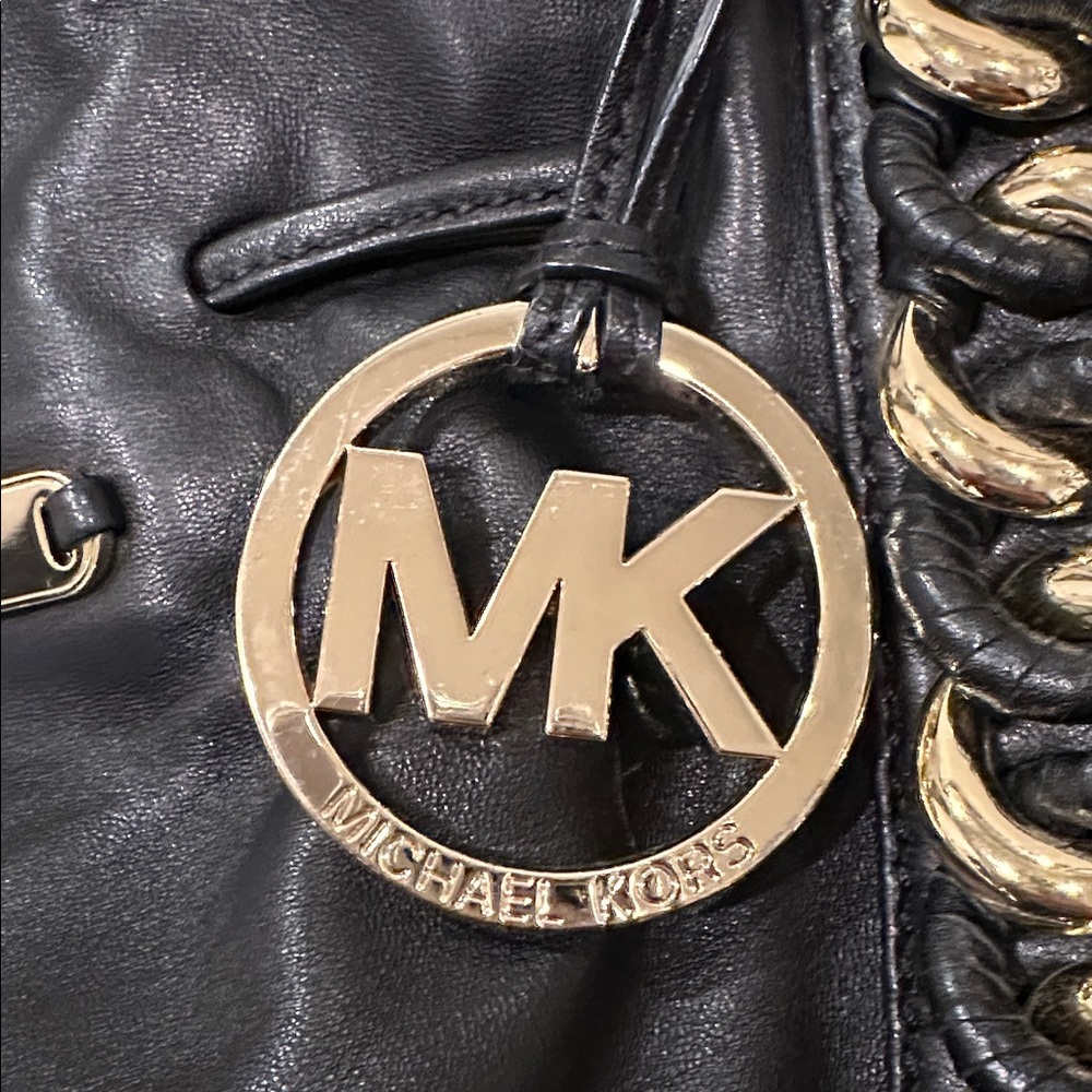 Michael Kors Black Tote with Gold Chain Accents - Picture 6 of 8
